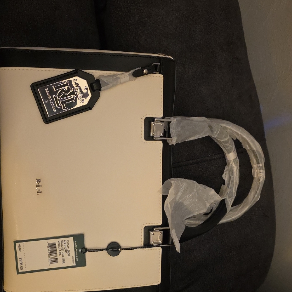 Lauren Ralph Lauren Black and Vanilla Satchel